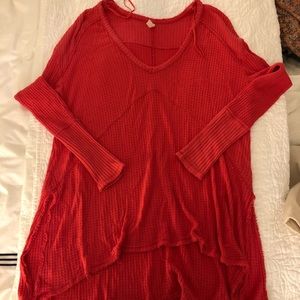 Pink free people long sleeve thermal shirt